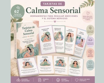 62 Tarjetas Sensoriales para Calmar la Ansiedad | Alivio del Estrés y Regulación Emocional