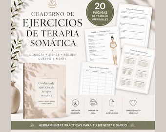 Cuaderno de Ejercicios de Terapia Somática | Workbook de Regulación Emocional | Conexión Cuerpo y Mente | PDF Imprimible en Español