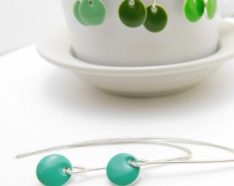 Enamel dainty colorful drop earrings-| Bridesmaid Earrings- enamel tiny dot threader earrings