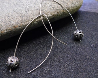 Sterling Silver Earrings/Everyday /Tibetan Wire earrings/WIre Wrap Earrings/Dangle Earrings/ Gift For her/minimal steering/everyday Earring