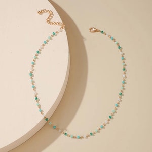 Dainty multicolored, gold, choker, semi precious stones image 5