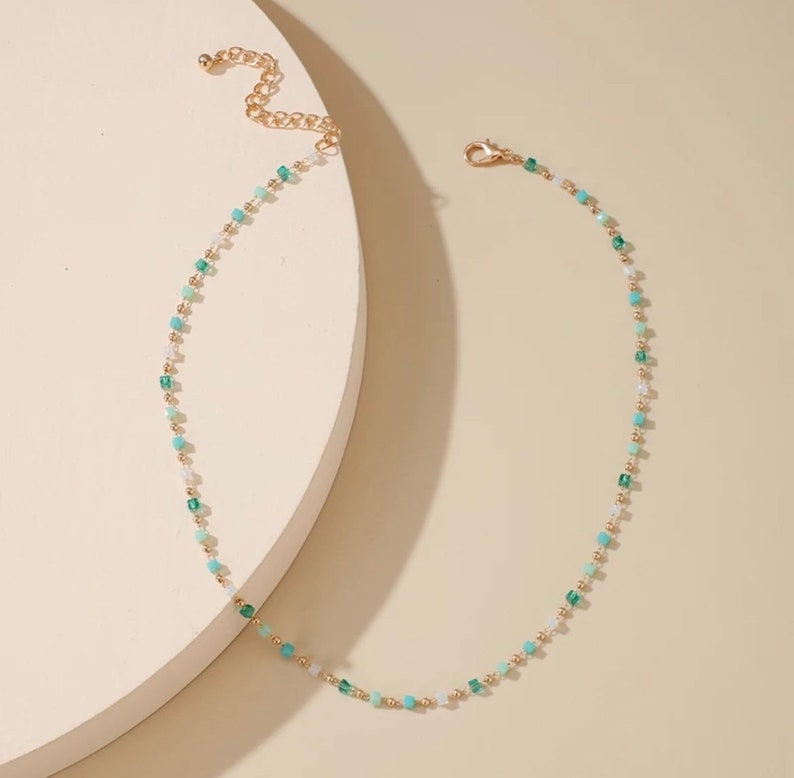 Dainty multicolored, gold, choker, semi precious stones image 5