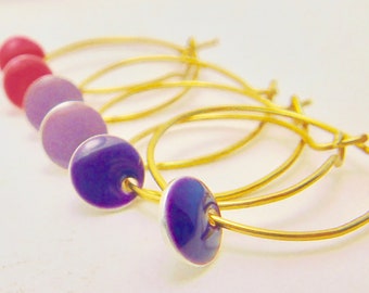 Enamel dainty colorful gold hoop earrings