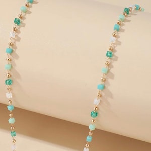 Dainty multicolored, gold, choker, semi precious stones image 6