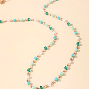 Dainty multicolored, gold, choker, semi precious stones image 4
