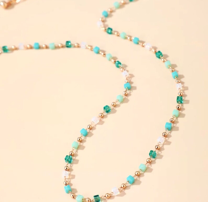 Dainty multicolored, gold, choker, semi precious stones image 4