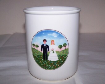 Villeroy and Boch, Naif Wedding, Kitchen Canister, 4 Inch Storage Jar, Utencil Holder, Wedding Couple, Villeroy Boch China, Royale