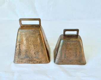 Set of 2 Metal Bells, Vintage, Metal Goat Bell, Door Decoration, Metal Cow Bell, Livestock Bell, Farm Decor, Collectible Bell