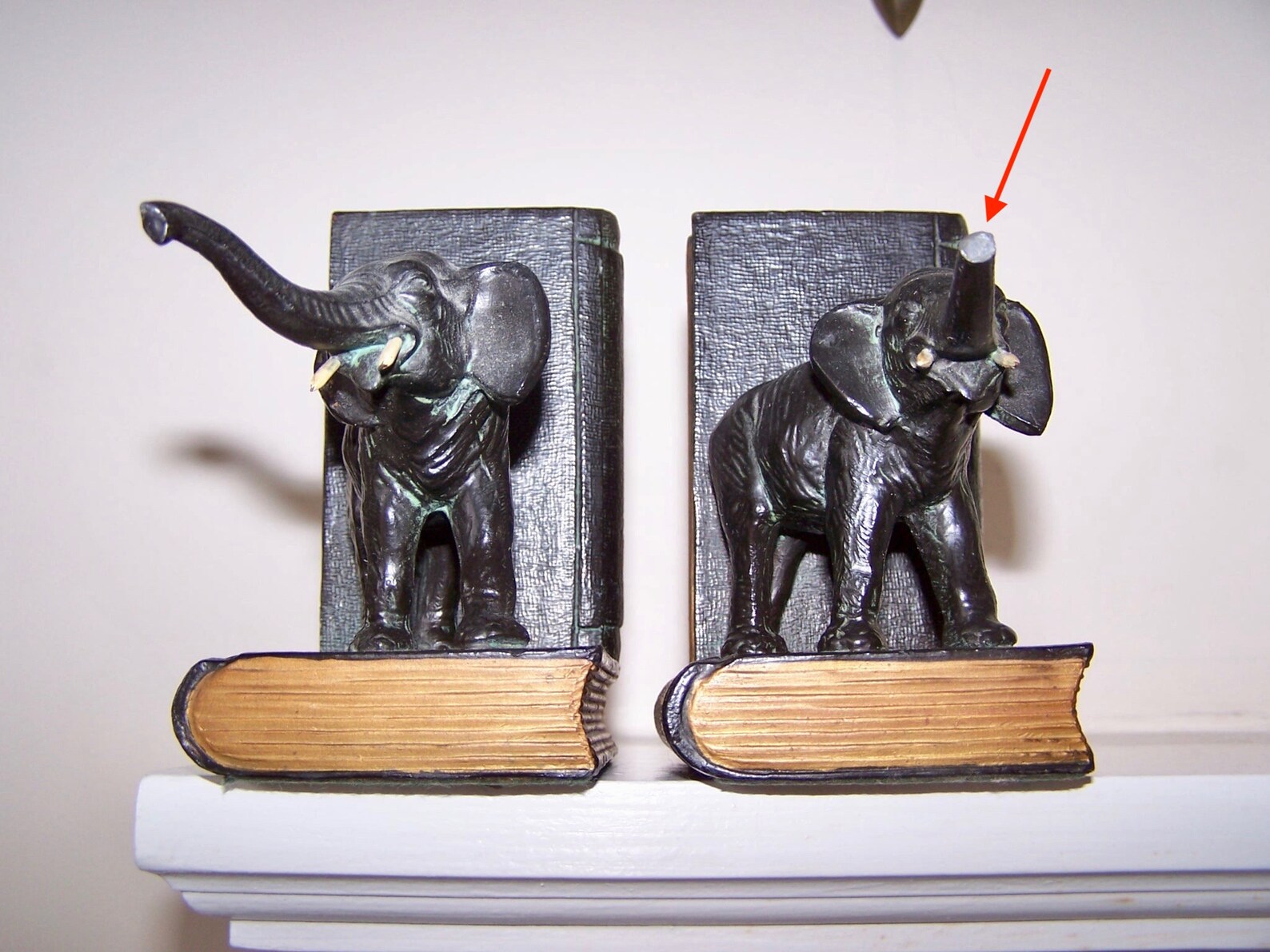 Ronson Bookends All Metal Art Wares Elephant With Books Etsy