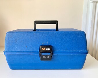 Art Bin by Vlchek, Blue Tool Box, Design School Tote, Blue Plastic Tote, Industrial Storage, Vintage, Plastic Container, Art Supplies Tote
