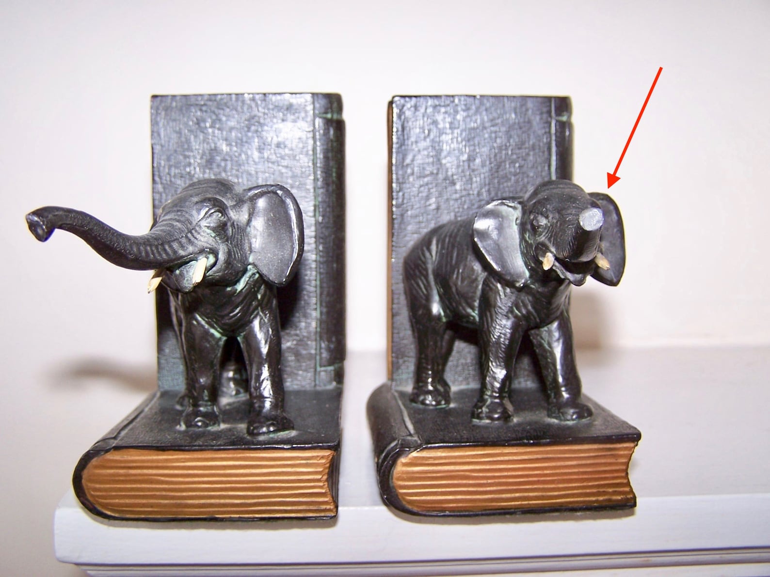 Ronson Bookends All Metal Art Wares Elephant With Books Etsy