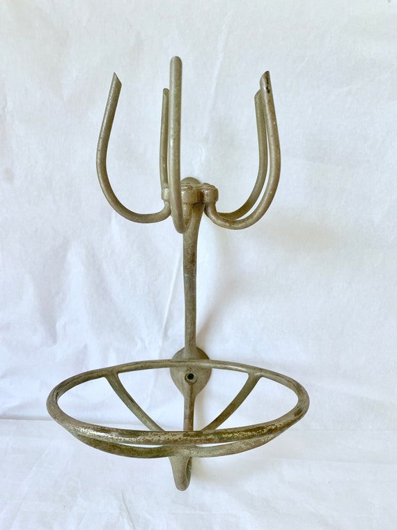 Vintage Bath, Wall Mount Holder, Cast Metal, Tumbler Cup Holder, Soap Dish, San-O-La, Art Brass Company, Bath Fixture, Antique Bath
