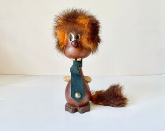 Sallingboe Denmark, Teak Animal Troll, Wood Troll, Wooden Squirrel, Danish Modern, Vintage