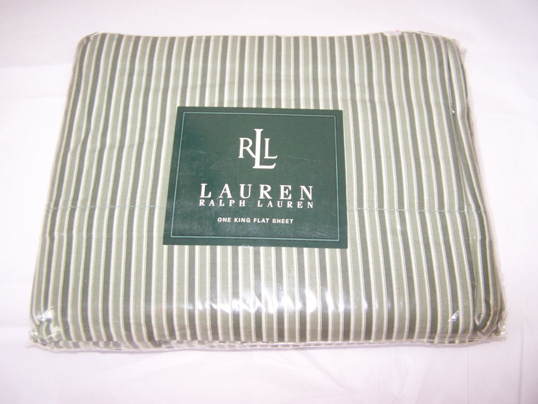 Ralph Lauren Stowe Stripe Green King Flat Sheet New Old Etsy