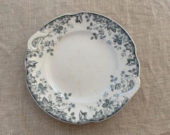 Johnson Brothers, Hops Pattern, Handled Cake Plate, Blue Gray Transfer, Serving Dish, English Transferware