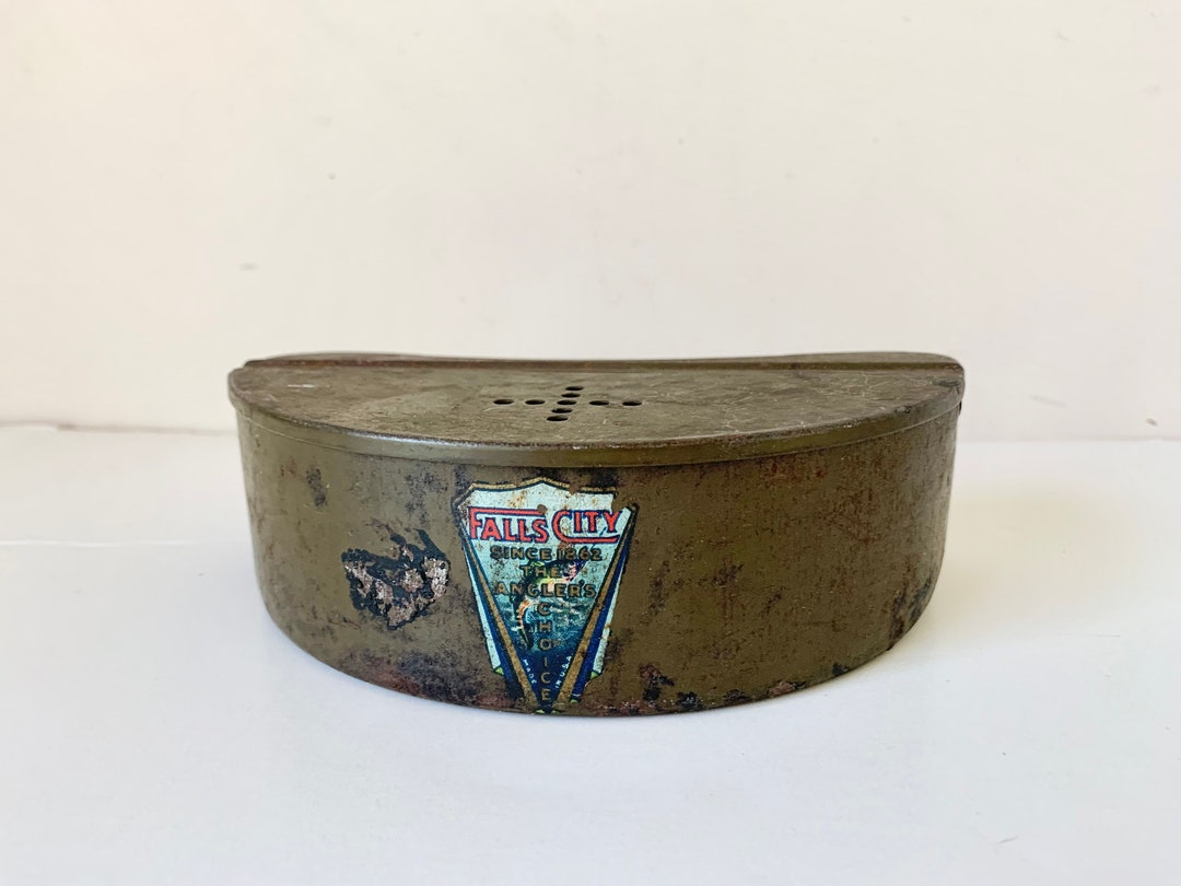 Vintage, Fall City Bait Box, Belt Bait Box, Fishing Lodge, Fishing