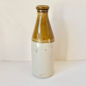 Antique Pottery, Stoneware, Ginger Beer Bottle, 9 Grosvenor Glasgow, Made in Scotland, Vintage, Rustic Pottery, Two Tone Crock