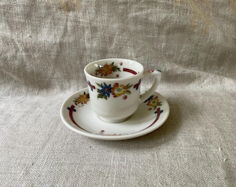 Syracuse China,  Old Abbey, Cup and Saucer, Floral Transferware, Expresso Demitasse, Cappuccino, Vintage, Restaurant China, Hotel