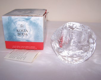 Kosta Boda, Snowball Lantern, Glass Candleholder, Made in Sweden, Original Box, Vintage