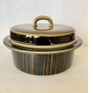 Arabia Finland, Kosmos Arabia, Covered Casserole, Mid Century Modern, Gunvor, Olin Gronqvist, Scandinavian Design, Green Brown Black