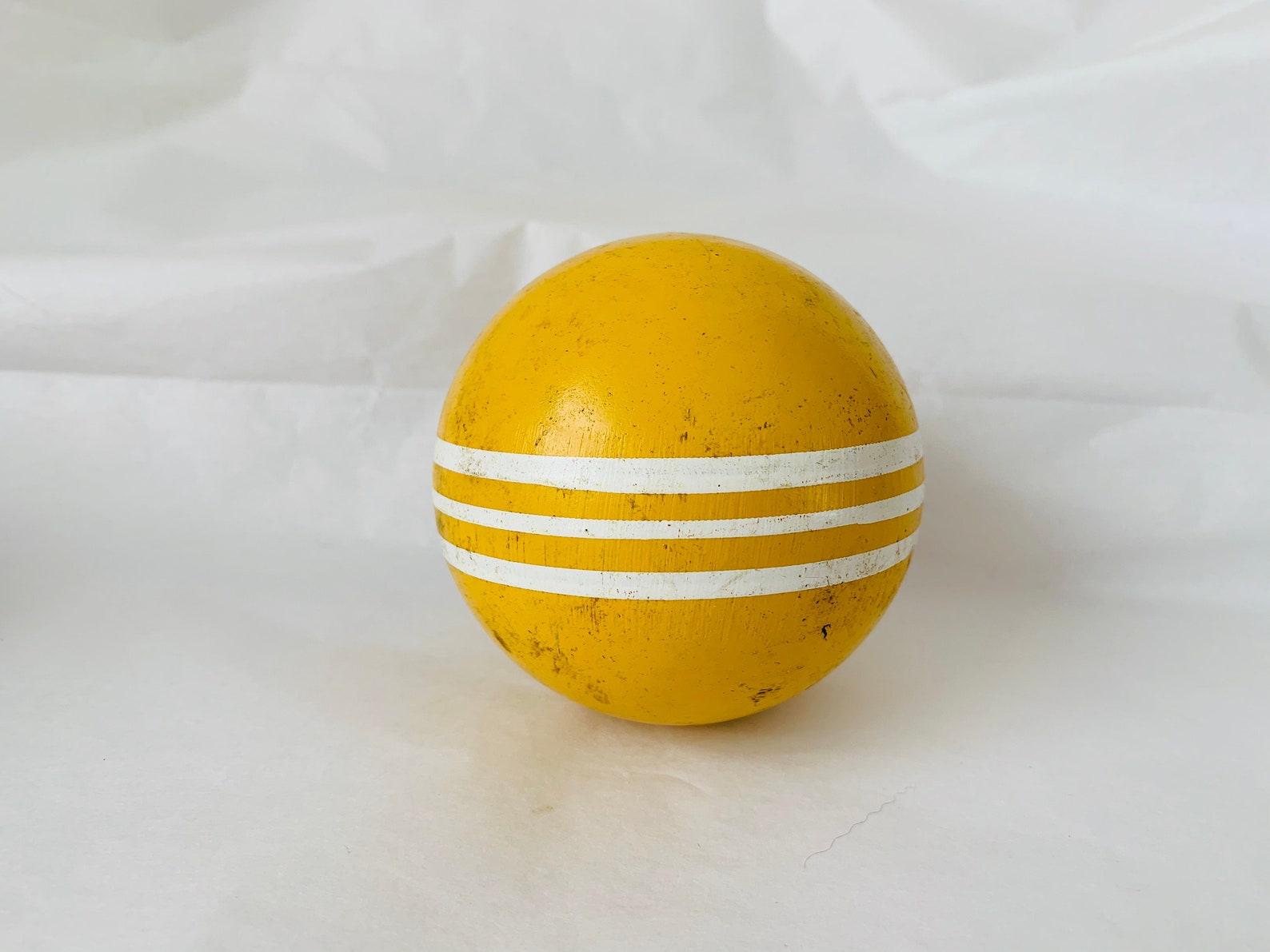 Yellow Croquet Ball Yellow and White Worn Wood Lawn Game Etsy