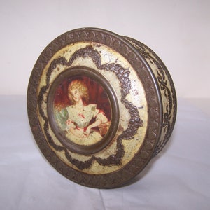 Meltis Limited Tin, Chocolate Tin, Confectionery Tin, Bedford, England, Round Vintage Tin, Embossed Metal Box, Vintage, Collectible Tin