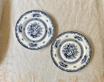 Old Vienna, 2 Salad Plates, Blue Transferware, Nasco Japan, Plate Wall,  Blue White Roses, Vintage, Cottagecore
