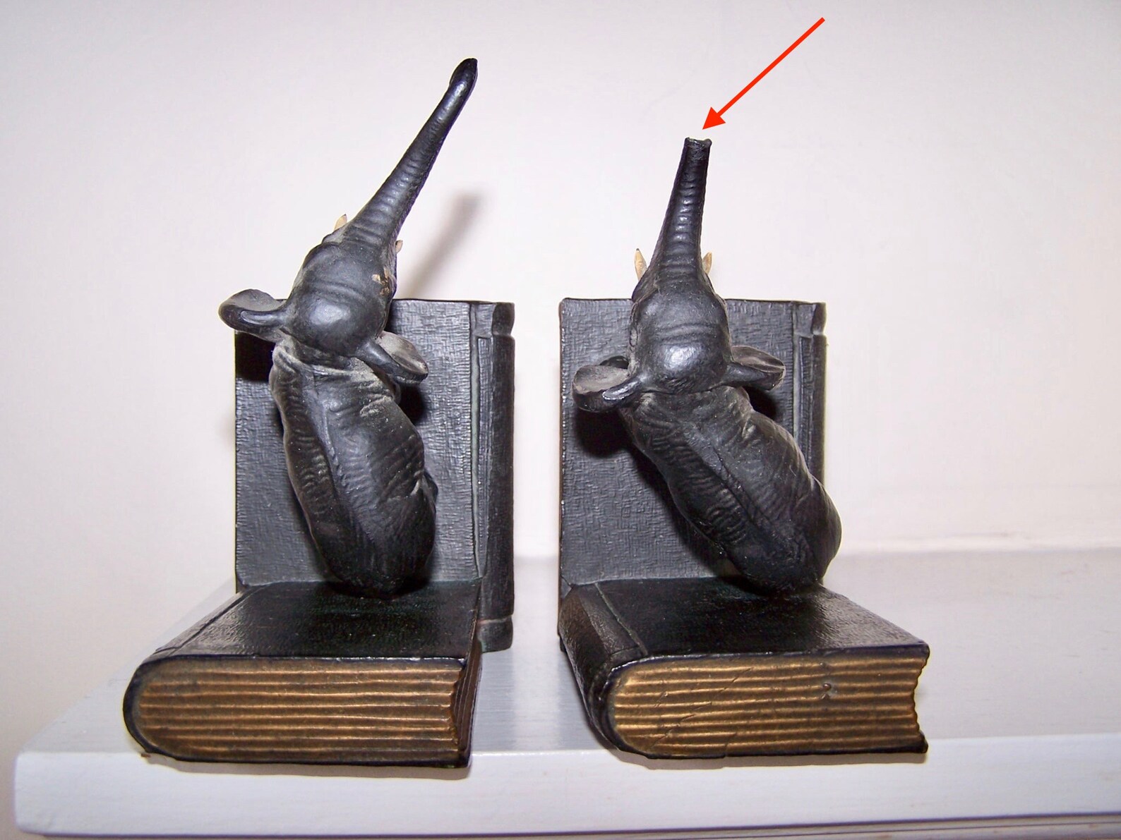 Ronson Bookends All Metal Art Wares Elephant With Books Etsy