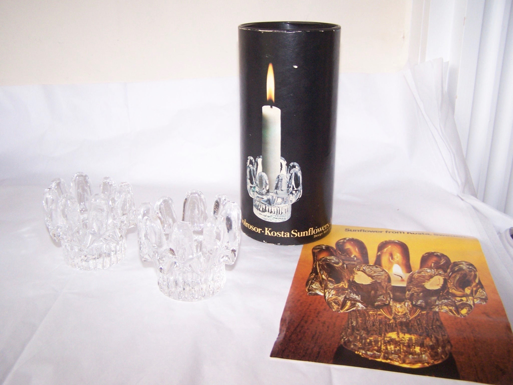 Kosta Sweden, Sunflower 97126, Glass Candleholder, Goran Warff