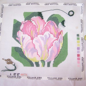 Lee&#39;s Needle Arts, Tulip Canvas AO1274, Hand Painted Canvas, 7 by 7 inches, Hand Painted 12 Mesh,  Needlepoint Canvas, DMC and Anchor