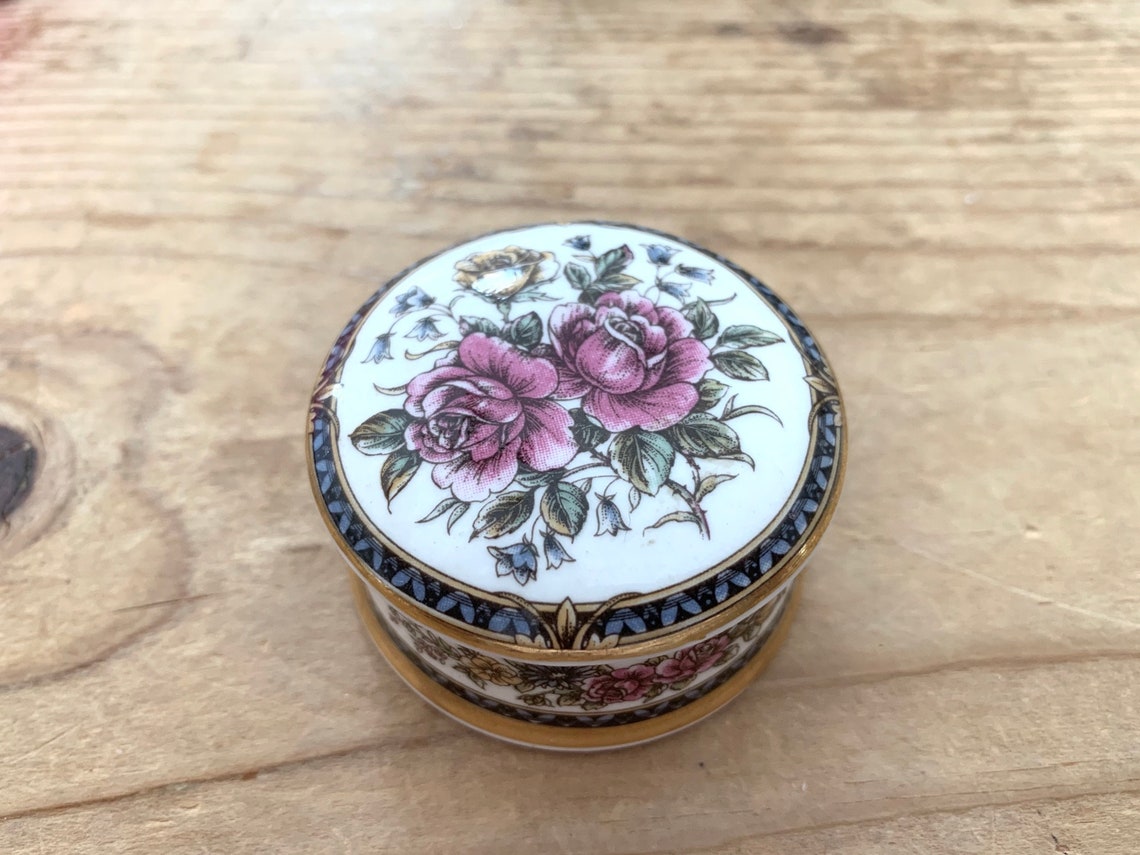 Floral Pin Box Victoriana Falcon China Staffordshire Made - Etsy