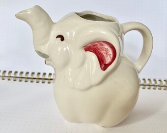 Shawnee Pottery, Elephant Creamer, Syrup Pitcher, Vintage, Good Luck Elephant, Serving Piece, Small 16 oz Pitcher