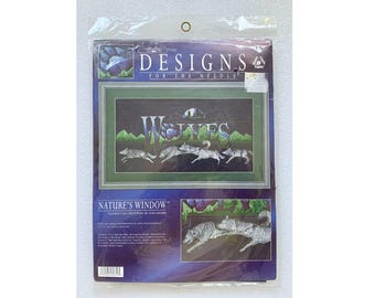 Designs for Needle, Wolves Kit 5610, Counted Cross Stitch, Natures Window, New in Package, Unopened Kit 5610, Running Wolves, Mountain Range