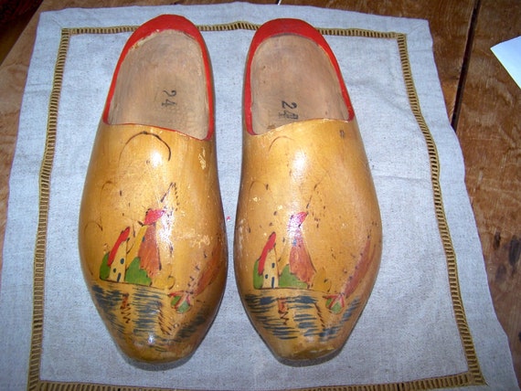 Wood Dutch Shoes, Dutch Clogs, Large Wooden Shoes,