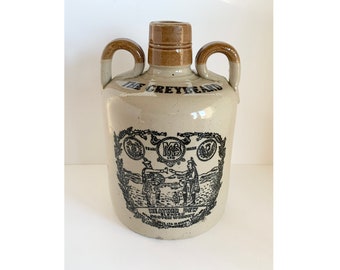The Greybeard, Scotch Whiskey, Double Handle Jug, Heather Dew, Scottish Pottery, Vintage, Glasgow Scotland, Stoneware Jug, Double Handle