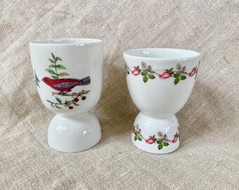 Double Egg Cup, YOUR CHOICE, Bird and Butterfly, Pink Floral Garland, Limoges France, Floral Egg Cup, Breakfast Egg Dish, Vintage