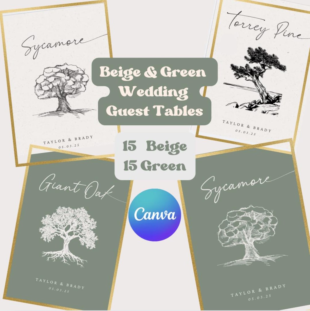 Forest Wedding Table Cards / California Tree Table Numbers/ Botanical ...