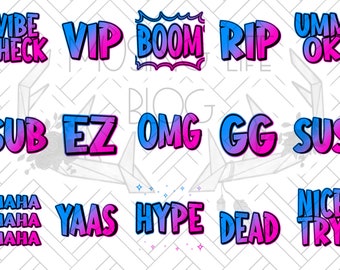 Twitch | Discord Emote Pack - Basic 15-pack blauw en roze