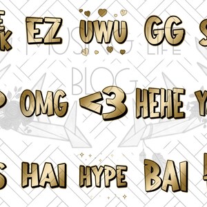 Twitch | Discord Emote Pack - Cute 15-pack Metallic Gold