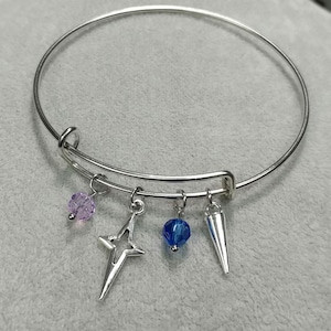 Star Bangle Bracelet Spike Bangle Bracelet KPop Demon Hunters Bangle Bracelet Non-tarnish Stainless-Steel Bangle Blue Purple Crystal Charms