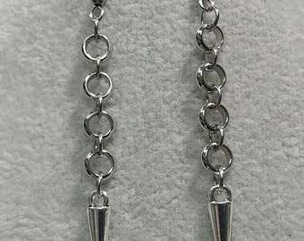 Spike Earrings Non-tarnish Surgical Stainless-Steel Hook Earrings Dangle Drop Ring Earrings Spike Drop Earrings Circle Drop Earrings