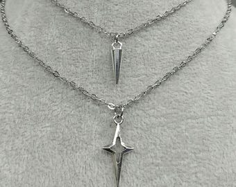 Collar con colgante de espiga de acero inoxidable que no se deslustra, con o sin colgante de espiga de cristal lila.