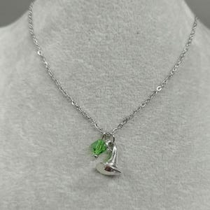 Wicked Necklace Elphaba Hat Green Crystal Necklace Stainless-Steel Chain Czech Crystals Charm Necklace Witch Hat Charm Necklace Elphaba