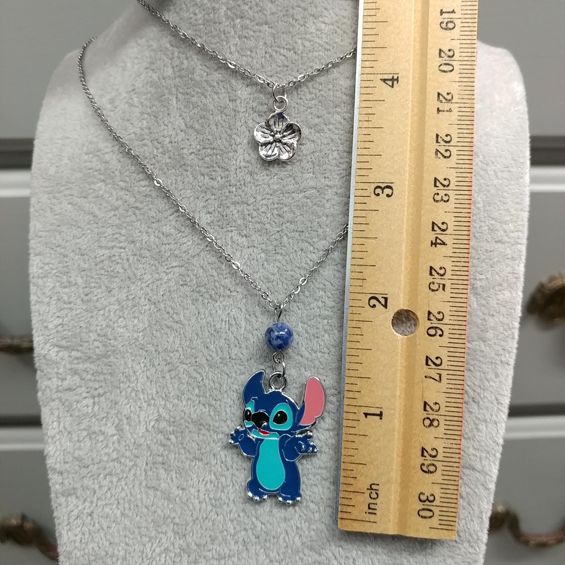 2つのネックレスセット ジェムストーンステッチネックレス フラワー