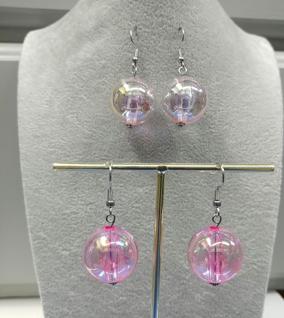 Wicked Glinda Bubble Earrings Transparent Pink Bubble Wand