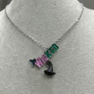 Wicked Musical Necklace Wicked Word Pendant Stainless-Steel Glinda Necklace Elphaba Necklace Wicked Necklace Wicked Hat Charm Wicked Pendant