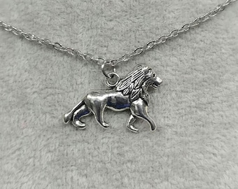 Lion Necklace Non-tarnish Stainless-Steel Chain Unisex Silver Lion Necklace Lion Pendant Lion Charm Necklace