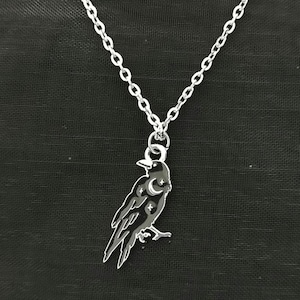 Raven Necklace Non-tarnish Stainless-Steel Chain Necklace Black Raven Bird Pendant Raven Charm Necklace Nevermore Raven Necklace Unisex