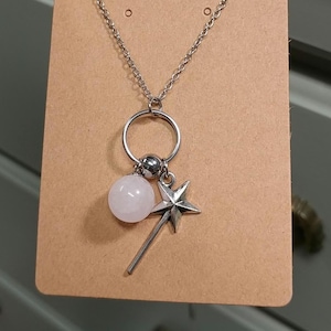 Wicked Necklace Wand Hat Red Slippers Gemstone Charm Necklace Adjustable Stainless-Steel Non-Tarnish Chain Glinda Necklace Elphaba Necklace