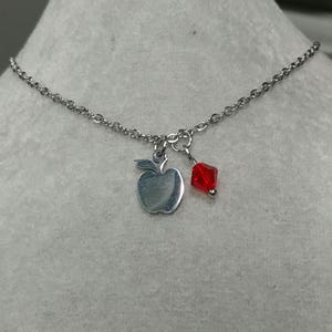Czech Crystal Snow White Necklace Apple Necklace Non-tarnish Stainless-Steel Enchanted Apple Pendant Snow White Apple Charm Necklace